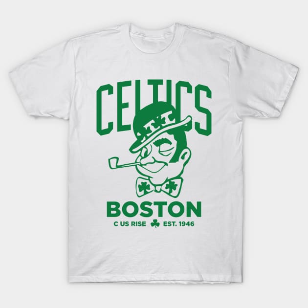 celtics boston - c us rise T-Shirt by Japanese Mask Art